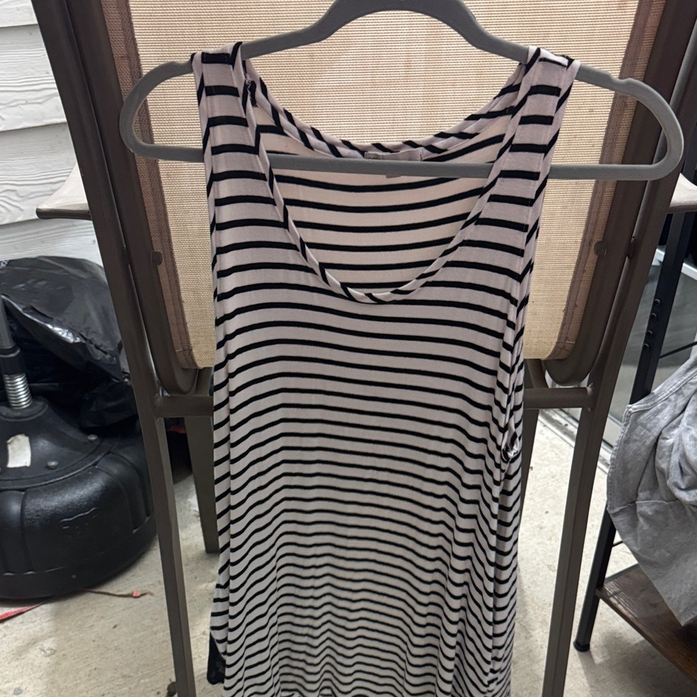Onia Black & White Striped Scoop Neck Tank